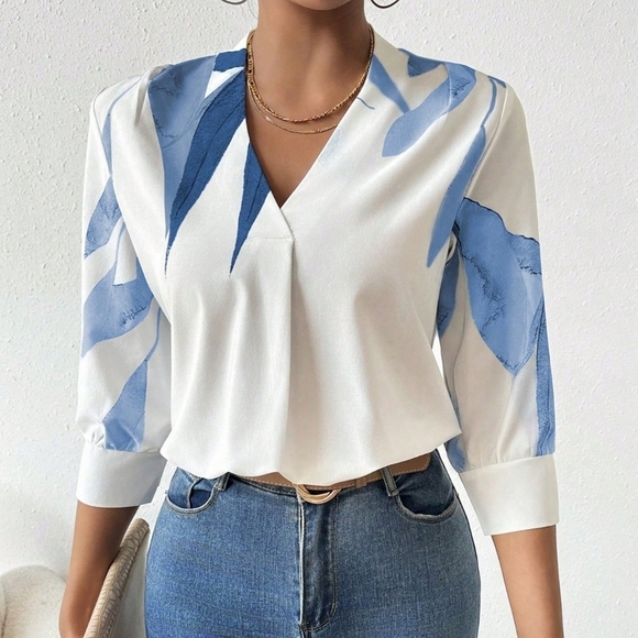 Tops - Printed Simple Daily Work Matching Spring/Summer Short-Sleeved Shirt
